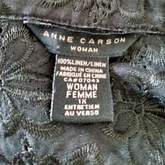 Black Floral Linen Lace Jacket with Front Pockets and Collar - Picture 13 of 15